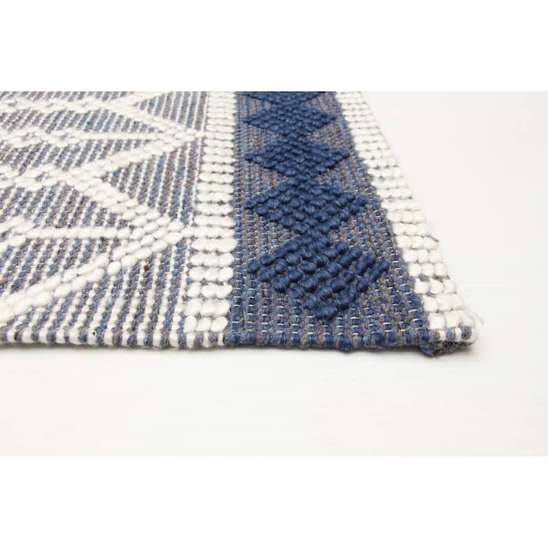 ECARPETGALLERY Braid weave Sienna Navy Wool Rug - 5'0 x 8'3