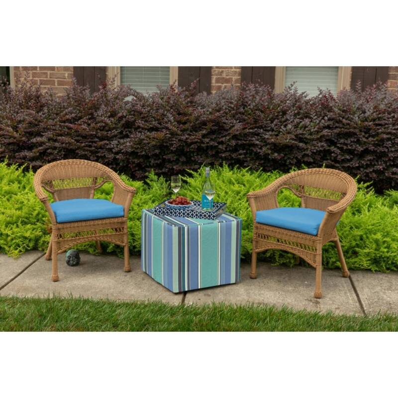 Sunbrella Solid Fabric 1-Piece Indoor/Outdoor Wicker Seat Pad Cushion, 19.5"W x 19.5"L