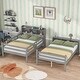 preview thumbnail 2 of 7, Gray Solid Wood Bunk Bed with Bookcase Headboard, Safety Rail and Ladder, Can Be Converted into 2 Beds