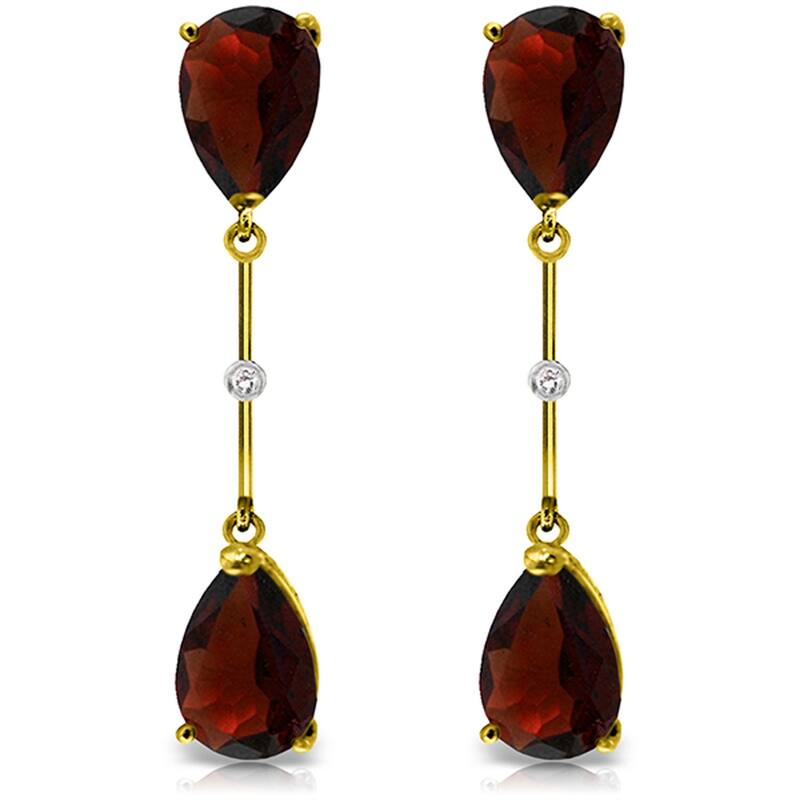 14K White Gold Diamonds & Garnets Dangling Gemstone Earrings - Yellow