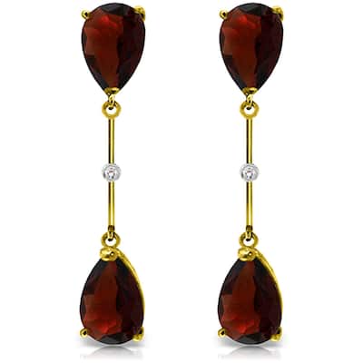 14K White Gold Diamonds & Garnets Dangling Gemstone Earrings