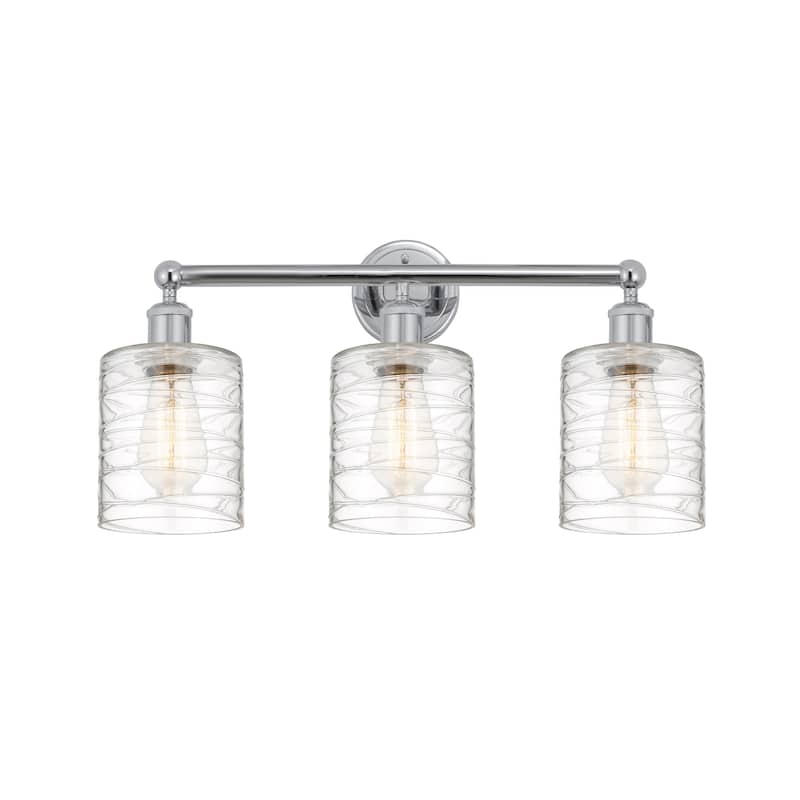 Innovations Lighting 616-3W-12-23 Cobbleskill Vanity Cobbleskill 3 - Polished Chrome / Deco Swirl