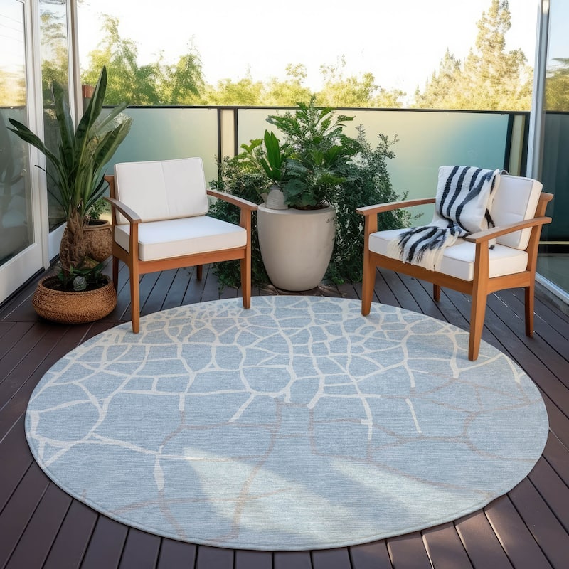 Machine Washable Indoor/ Outdoor Abstract Webby Chantille Rug