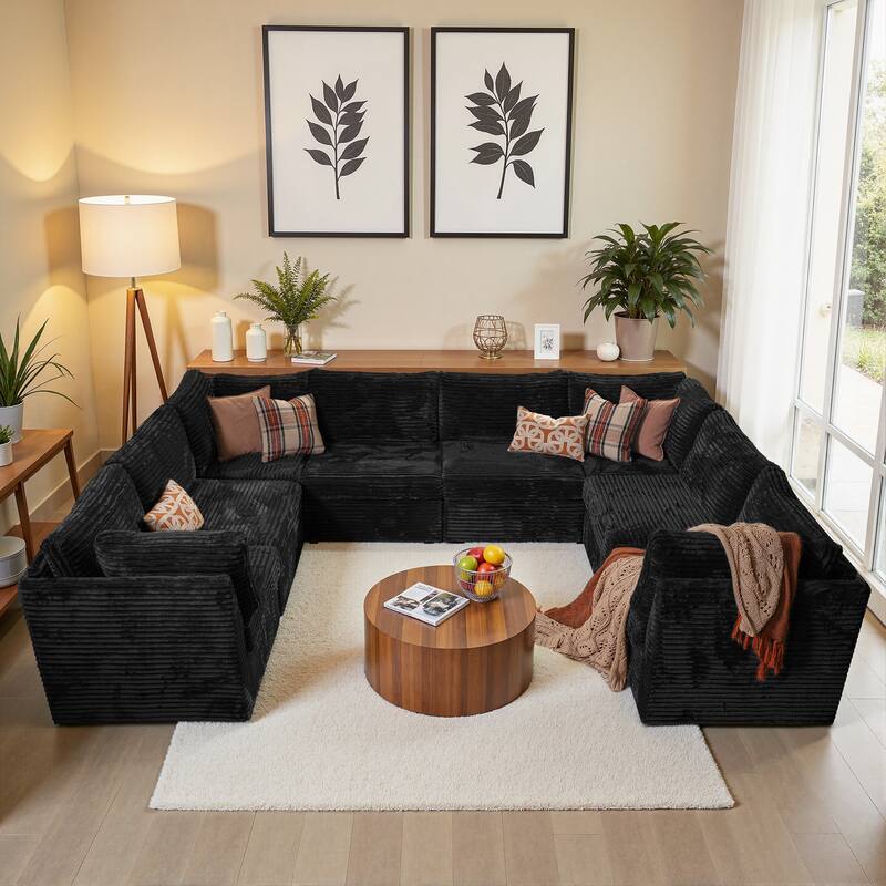 OVIOS Art-Style Deep-Seat Sofa - PlushBlack