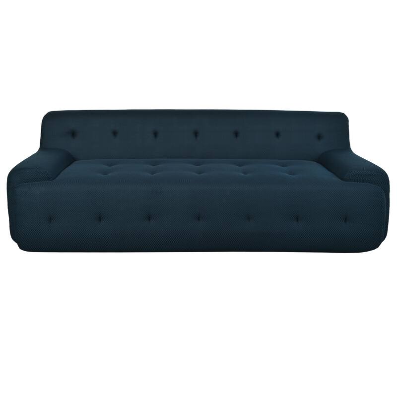 86.2'' Modern Minimalist Style Tufted Design Upholstered 3-Seat Compression Sofa in Dark Blue, Polyester