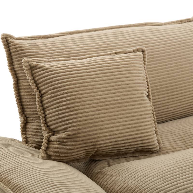 Corduroy Couch Loveseat Sofa with Pillows,Comfy Upholstered Deep Seat Sofa for Bedroom,Living Room,Office