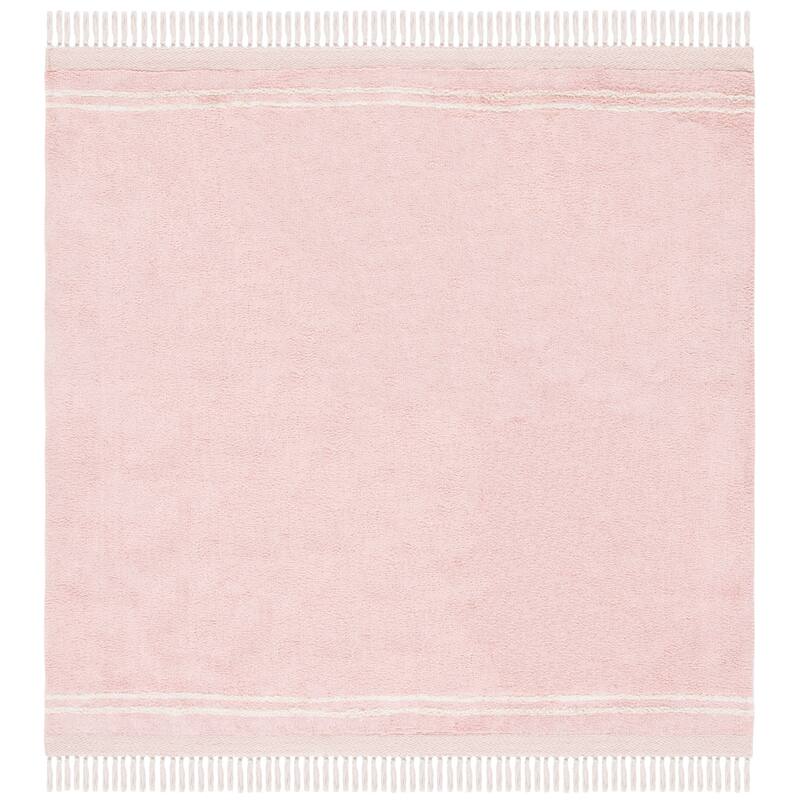 SAFAVIEH Easy Care Machine Washable Vincente Ilva Rug - 8' Square - Pink/Ivory - Square