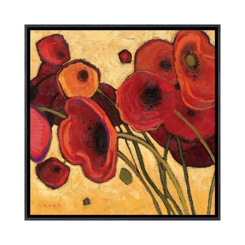 iCanvas "Poppies Wildly I " by Shirley Novak Framed - Ebony - 26x26