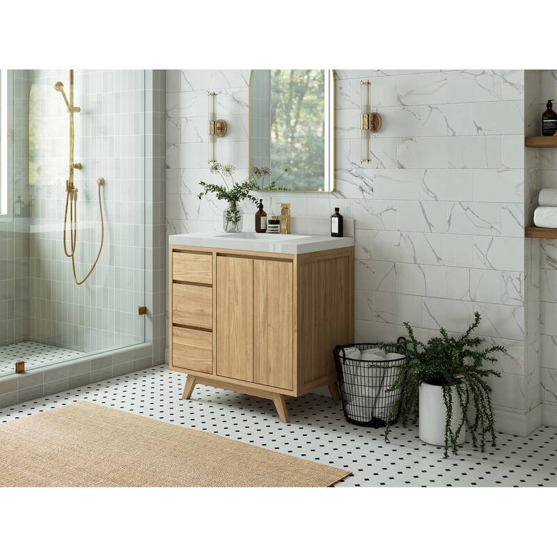 Willow Collections 36 in. W x 22 in. D Madison Teak Center Sink Bathroom Vanity with Countertop