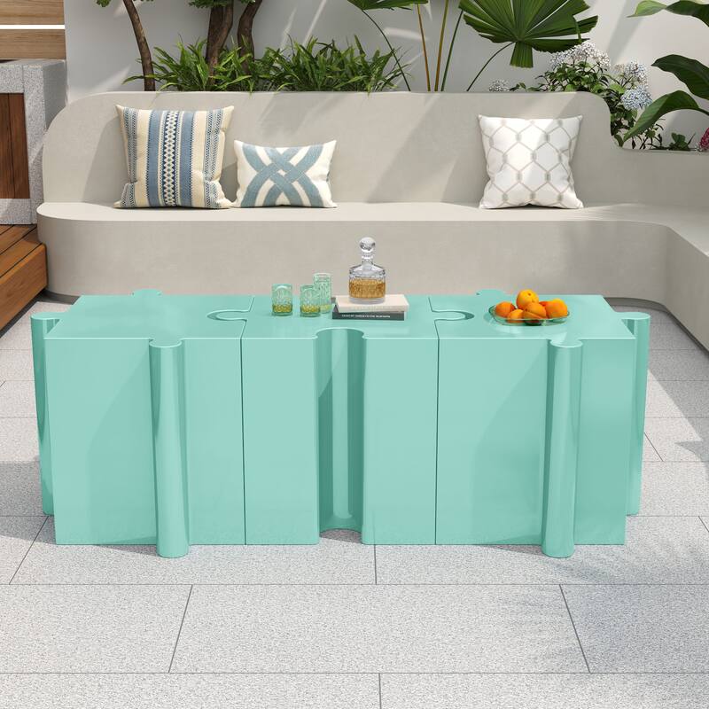 Christopher Knight Home - Joli Puzzle Art Modern 3-Piece Modular Outdoor Side Table Set with Interlocking Design