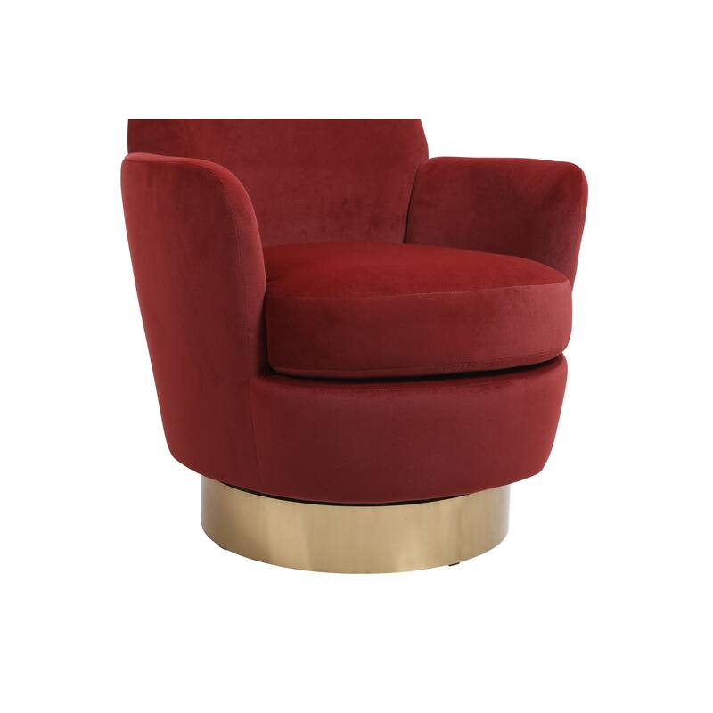 Velvet Swivel Barrel Chair for Living Room, 360° Swivel Accent Chair with Arms, Modern Round Barrel Armchair for Reading Corner