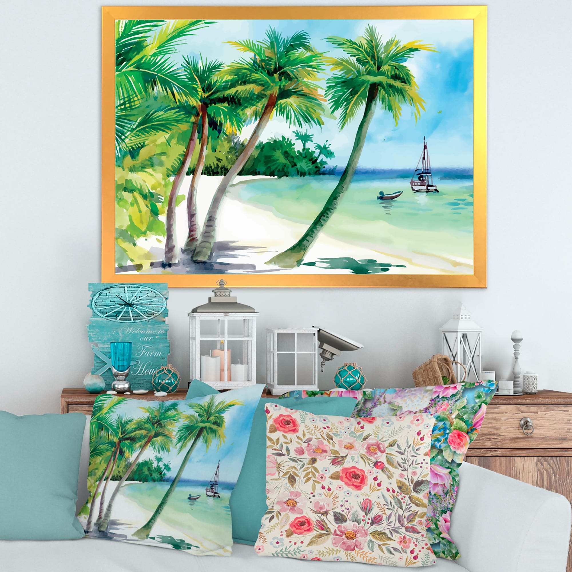 https://ak1.ostkcdn.com/images/products/is/images/direct/b70c22998568394180f7242b1925dce967064835/Designart-%27Summer-Beach-With-Palm-Trees%27-Nautical-%26-Coastal-Framed-Art-Print.jpg
