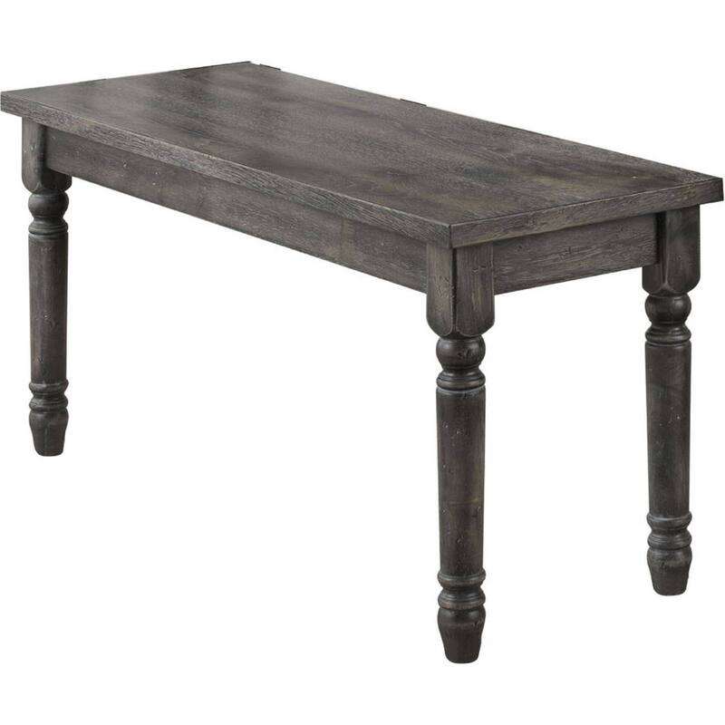 Transitional Style Wood Bench with Turned Legs, Gray