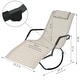 preview thumbnail 4 of 6, Folding Rocking Chaise Lounger with Headrest Pillow - Beige - Set of 2