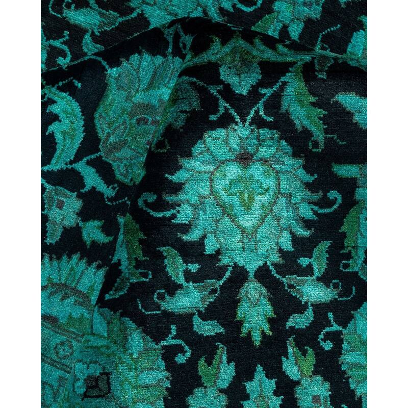 Overton Hand Knotted Wool Vintage Inspired Modern Contemporary Overdyed Black Runner Rug - 2' 7" x 19' 0"