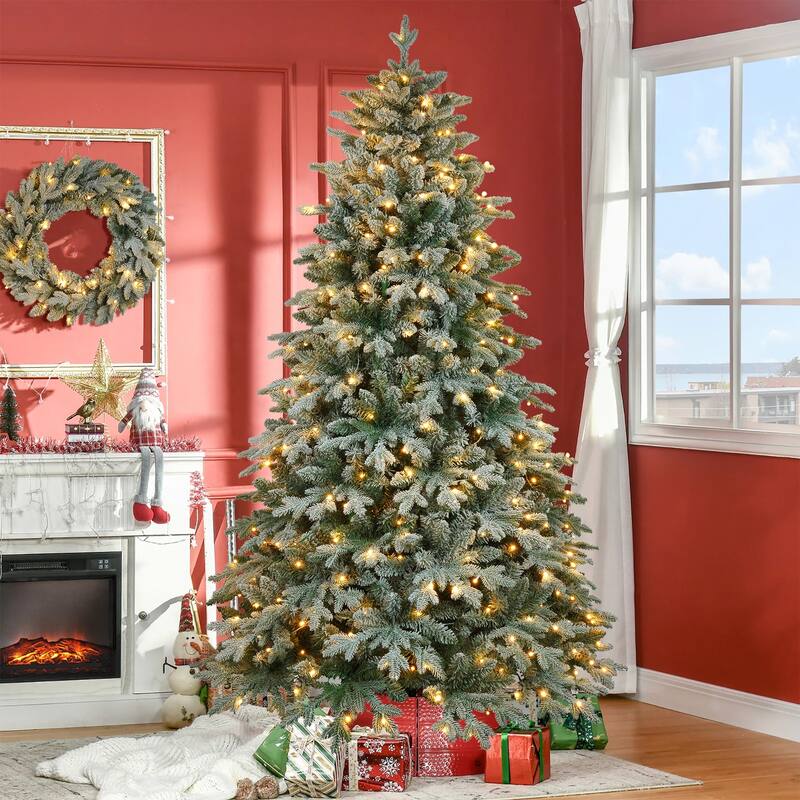7ft Lighted Artificial Christmas Tree with Wreath Set - Green - 7 Foot