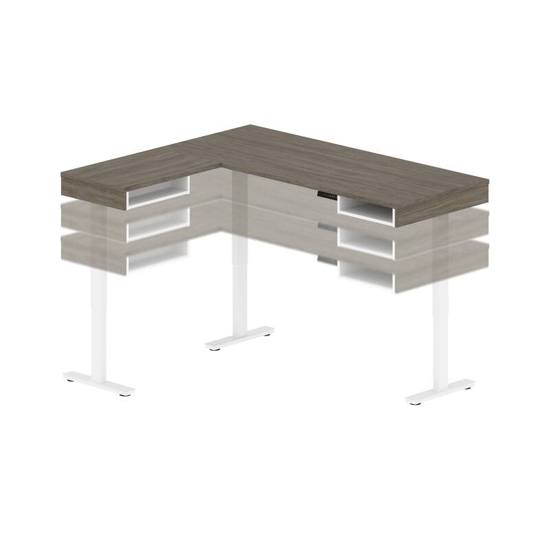 Bestar Pro-Vega 72W Electric L-Shaped Standing Desk with Storage