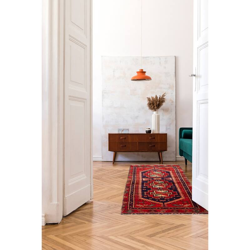 ECARPETGALLERY Hand-knotted Konya Anatolian Red Wool Rug - 3'4 x 7'10