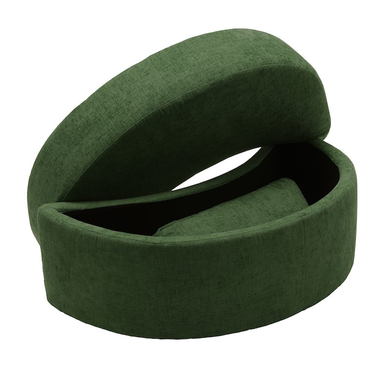 Upholstered Half Moon Storage Ottoman with Tray Set of 2