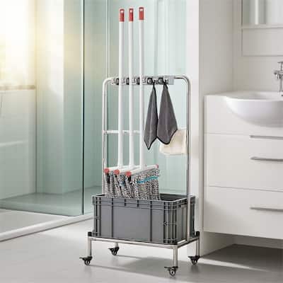 Multi-Function Stainless Steel Mop Bucket Set with Drain Hose and Foldable Hooks