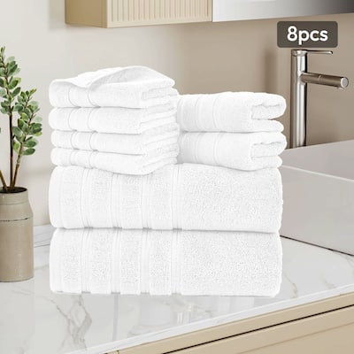8 Piece Cotton Bath Towel Set,Highly Absorbant Towels,2 Bath Towels,2 Hand Towels and 4 Washcloths