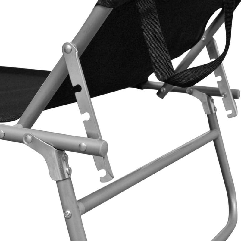 Outdoor Foldable Sun Chaise Lounger with Canopy, 74 Inch Steel, Black