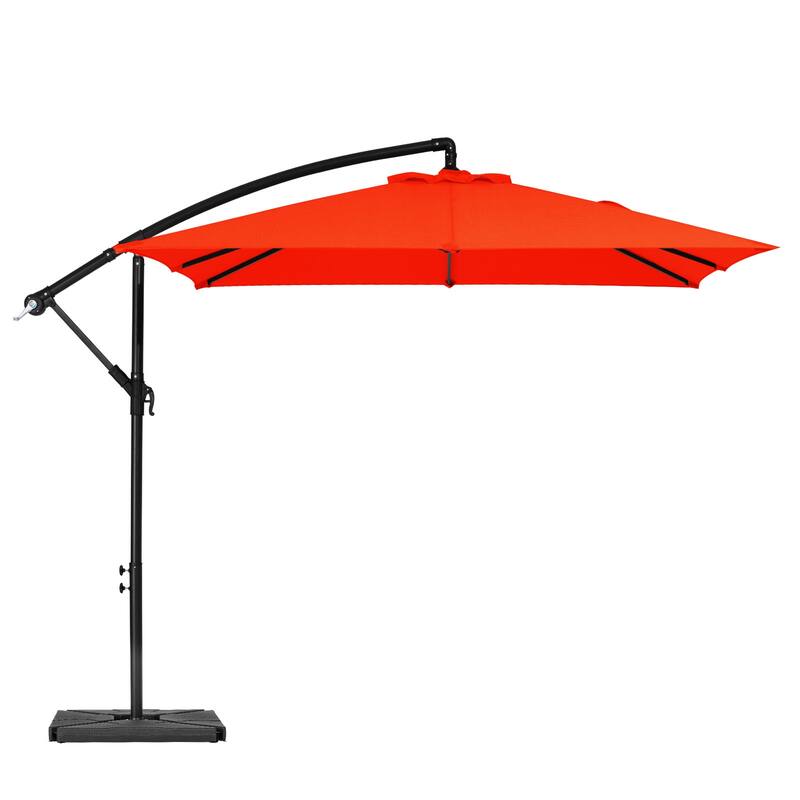 8ft×8ft Square Steel Crank-lift Cantilever Umbrella With Weighted Base