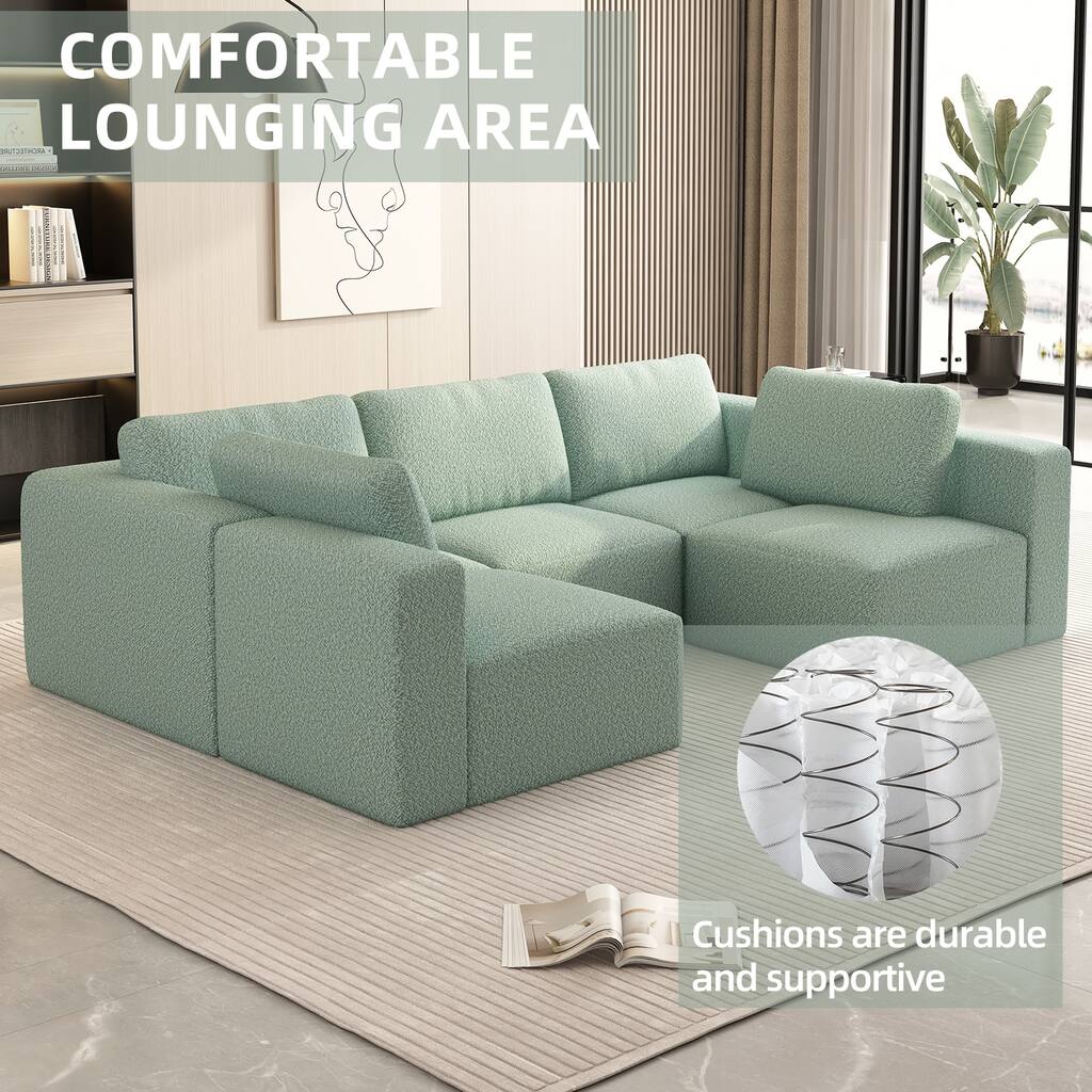 Convertible Modular Sectional Sofa, U Shaped Sectional Sofa with Chaise & Ottoman, Full-Compressed Spon Deep Seat Sofa