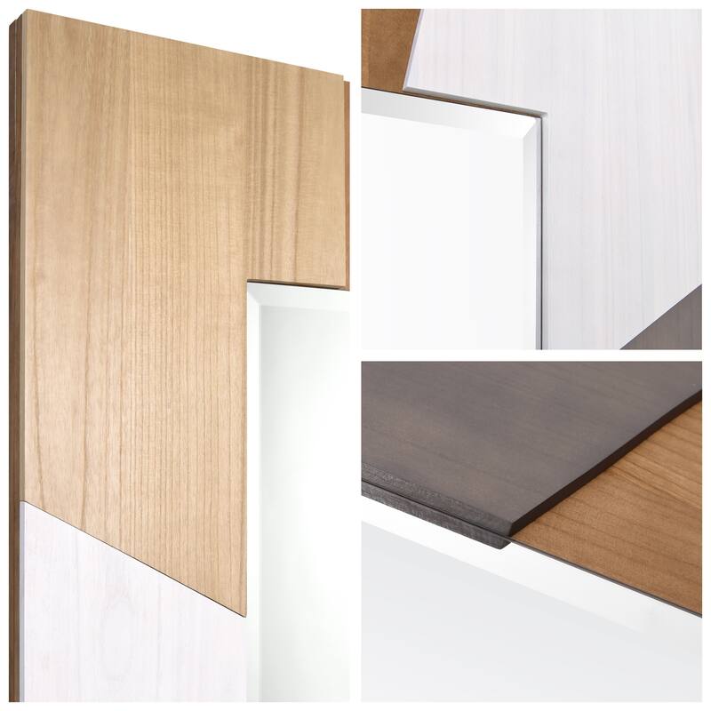 Geometric Blocks Hand Made Solid Paulownia Wood Beveled Leaner Mirror