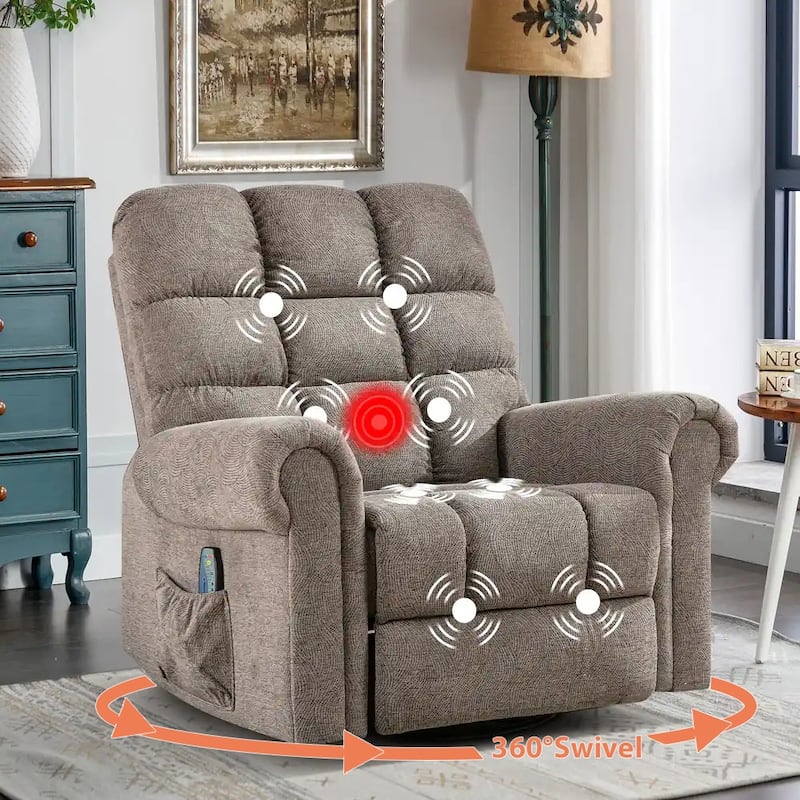 Oversized Rocker Manual Overstuffed Swivel Recliners for Big Man - Camel