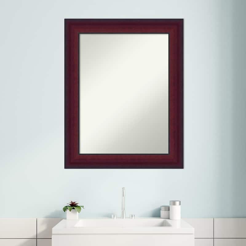 Canterbury Cherry Non-Beveled Wood Framed Bathroom Vanity Wall Mirror - Canterbury Cherry