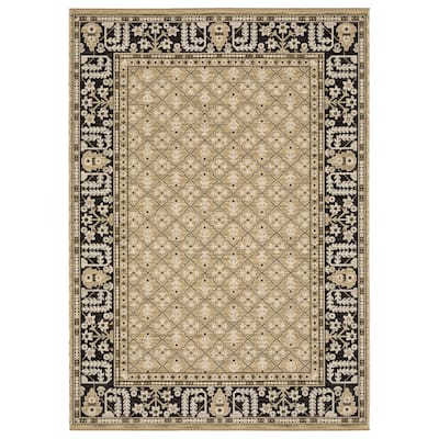 Adelaide Vintage Traditional Tan/ Charcoal Wool Blend Area Rug