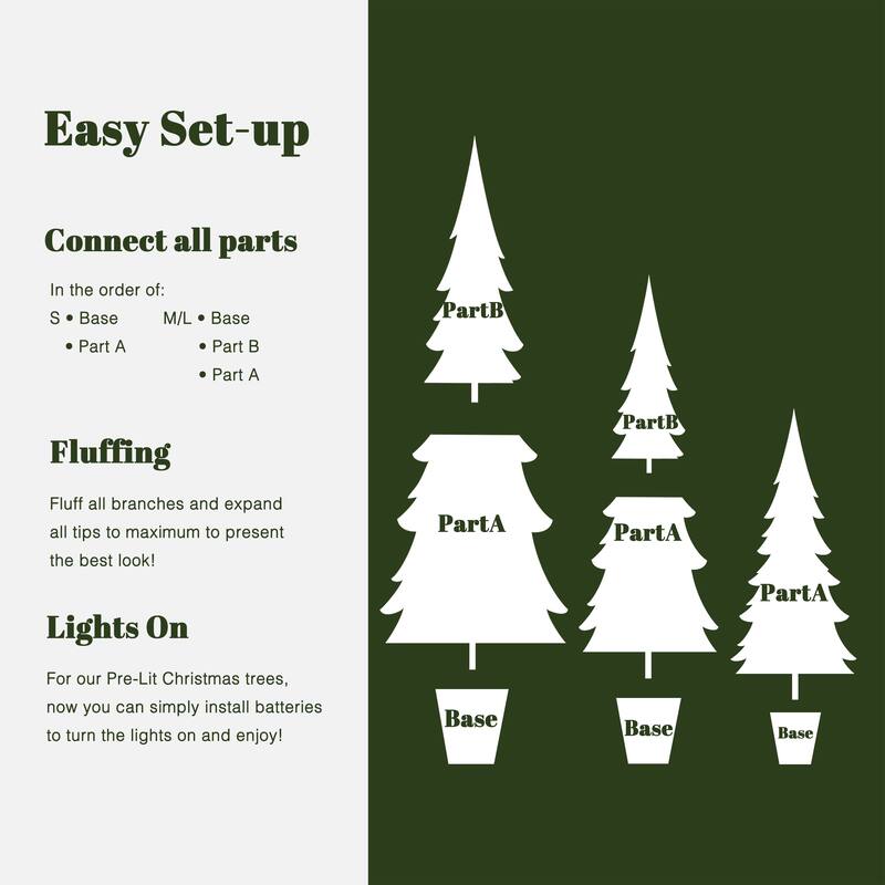 3-Piece Snow-Flocked Slim Artificial Tree Set with Battery Operated Lights