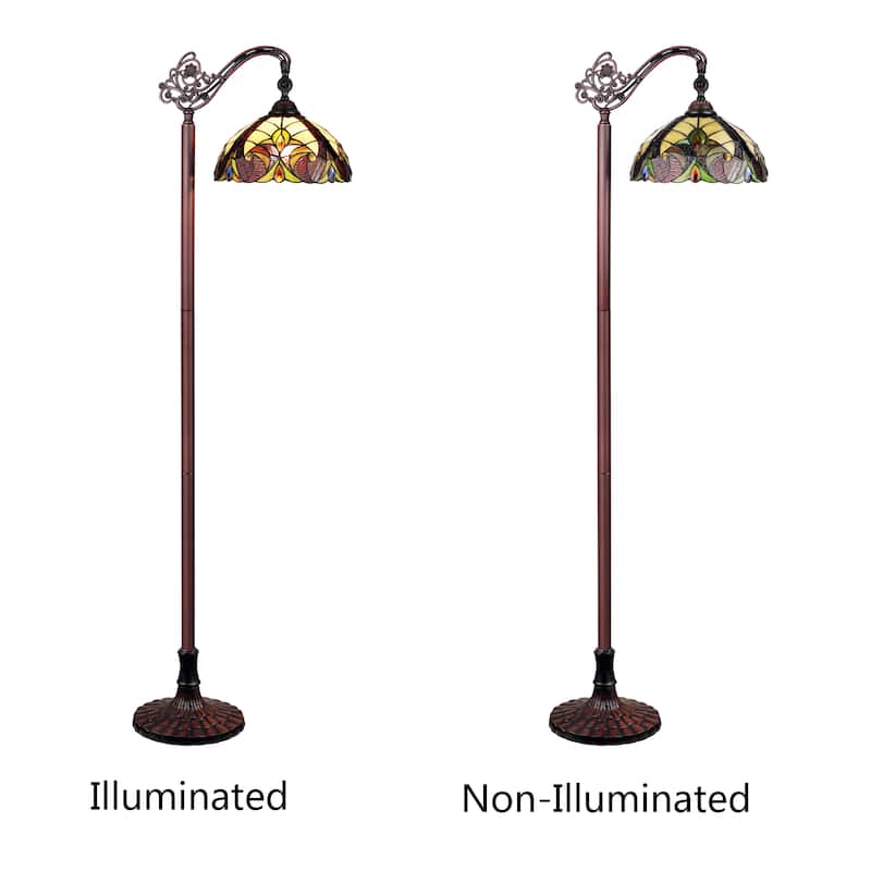 Tiffany-Style Victorian Design Dark Bronze Floor Lamp