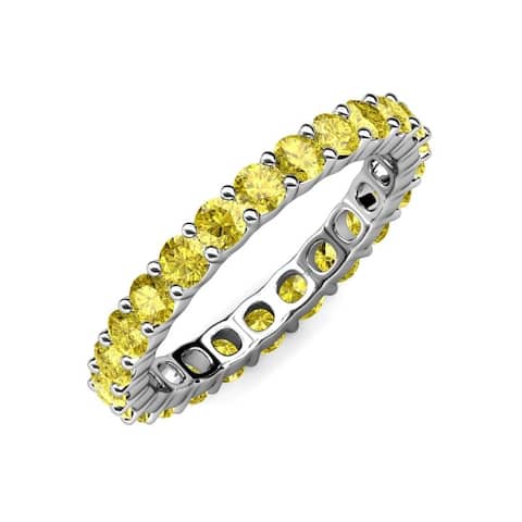 TriJewels Common Prong Yellow Sapphire Eternity Ring 2.99 ctw 14K Gold