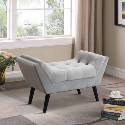 Upholstered Bed Bench Entryway Ottoman Gray (Small Bed Bench)