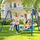 preview thumbnail 1 of 5, Kids Metal Swing Set for Backyard Outdoor Playground Two Functional Swing Set For Kids Outdoor Equipment Antique Blue