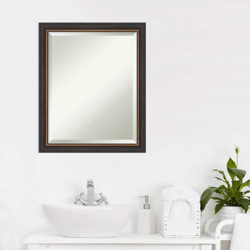 Beveled Wood Bathroom Wall Mirror - Ashton Black Frame - Ashton Black