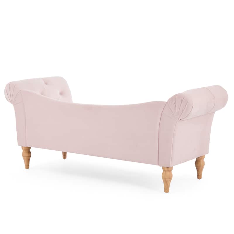 Christopher Knight Home - Larkspur Velvet Upholstered Bench with Rolled Arms and Button Tufting