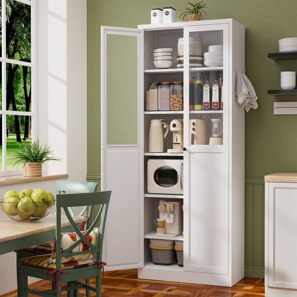 72" Metal Kitchen Pantry Cabinet with Doors & Shelves, Tall Heavy-Duty Adjustable Storage Organizer,Freestanding Cabinet