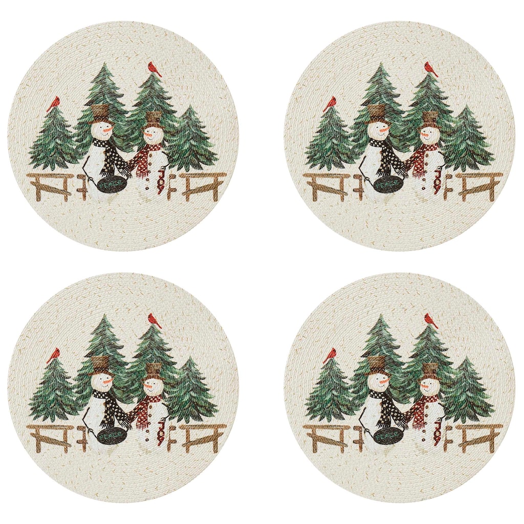 Avanti Country Snowman Set of 4 Round Placemats