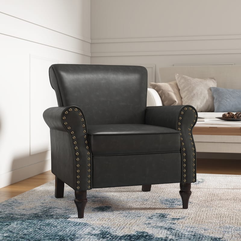 Modern Upholstered Armchair Nailhead Trim Accent Chair