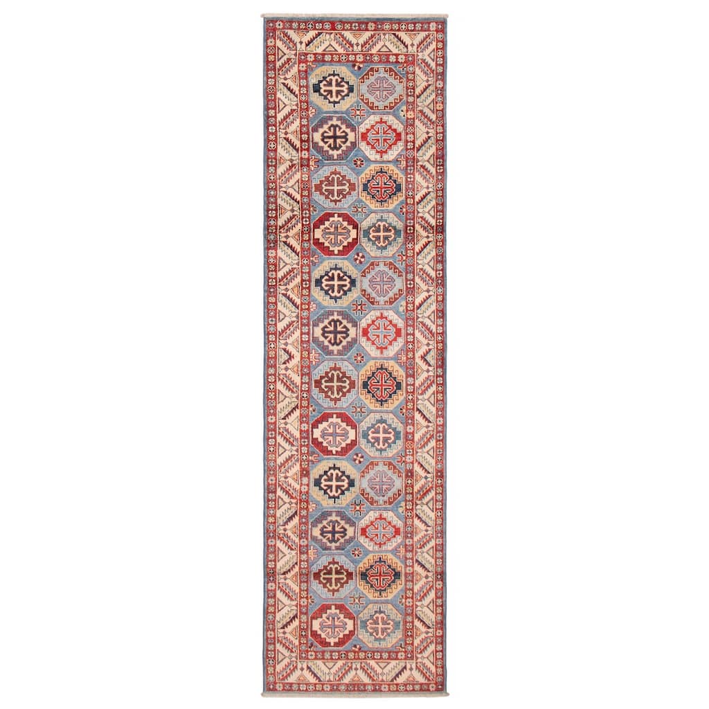 ECARPETGALLERY Hand-knotted Uzbek Ghazni Blue Wool Rug - 2'7 x 9'9