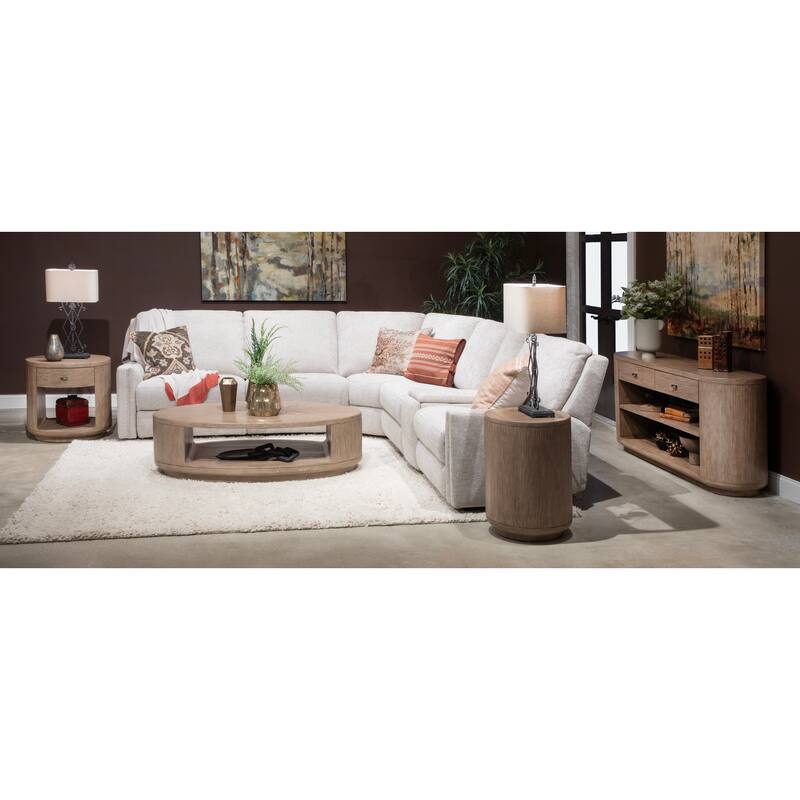 Magnussen Home Sanford Chateau Brown Oval Cocktail Table With Casters - 54''W x 34''D x 16.5''H