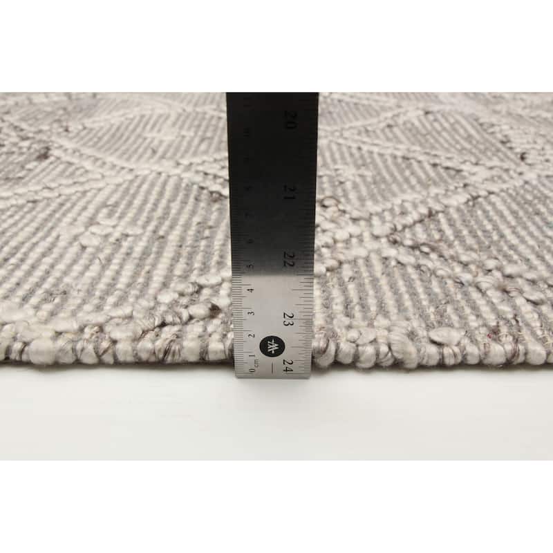 ECARPETGALLERY Braid weave Sienna Grey Wool Rug - 5'3 x 7'8