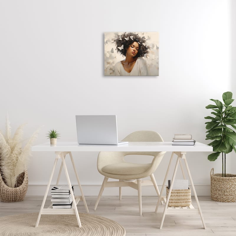 Stupell Woman with White Butterflies Canvas Wall Art Design By Arlington Prints