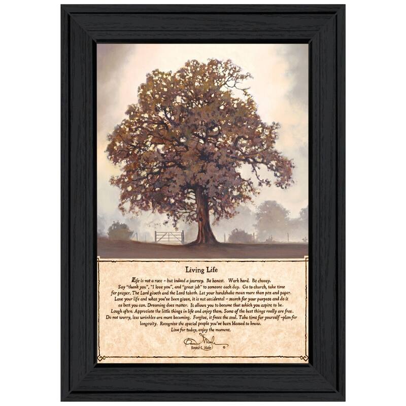 TrendyDecor4U Farmhouse "Living Life" Framed Print Wall Art by Bonnie Mohr - Earthtones