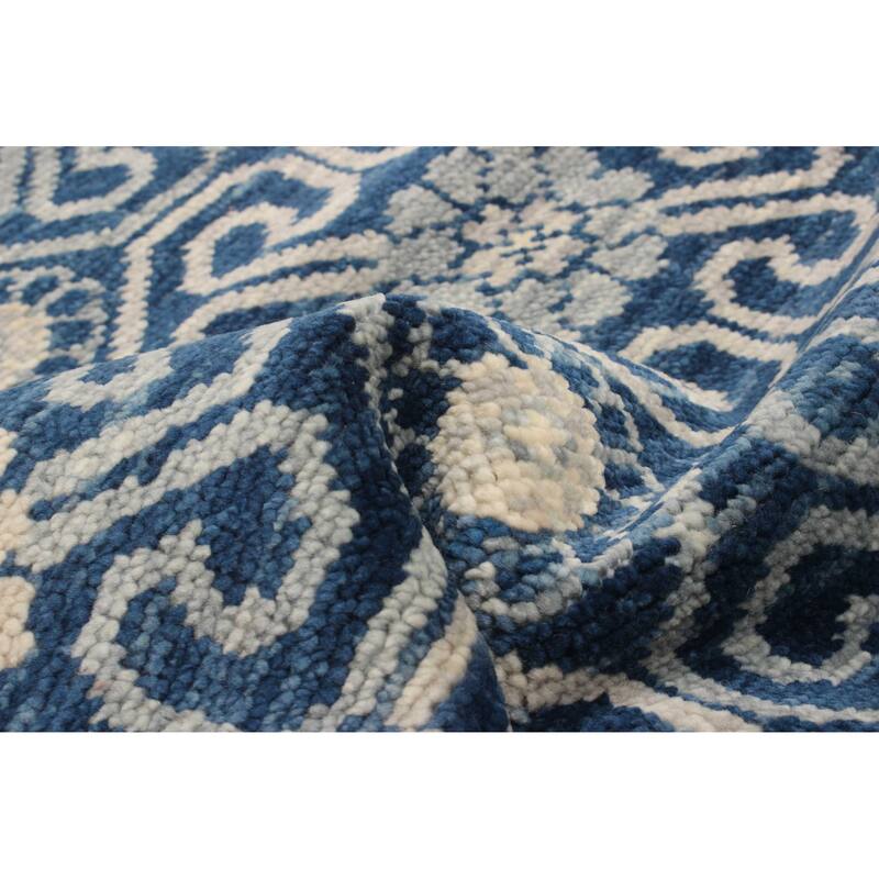 ECARPETGALLERY Hand-knotted Mystique Dark Blue Wool Rug - 5'0 x 6'11