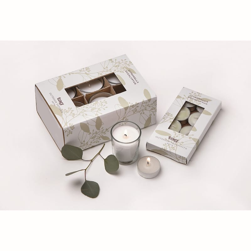 Citro Eucalyptus Votives Set Of 6 Scented Glass Candle With Notes Of Musk Eucalyptus Fresh Lemon And Orange - Ivory
