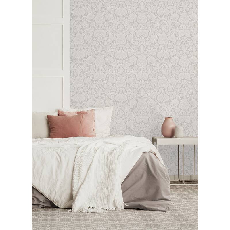 Brewster Bamburg Grey Floral Wallpaper